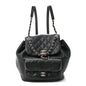 Lambskin Quilted Large Duma Drawstring Backpack Black