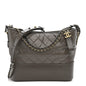 Aged Calfskin Quilted Medium Gabrielle Hobo Grey