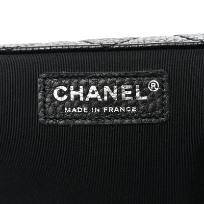 Grained Calfskin Quilted XXL Travel Flap Bag Black