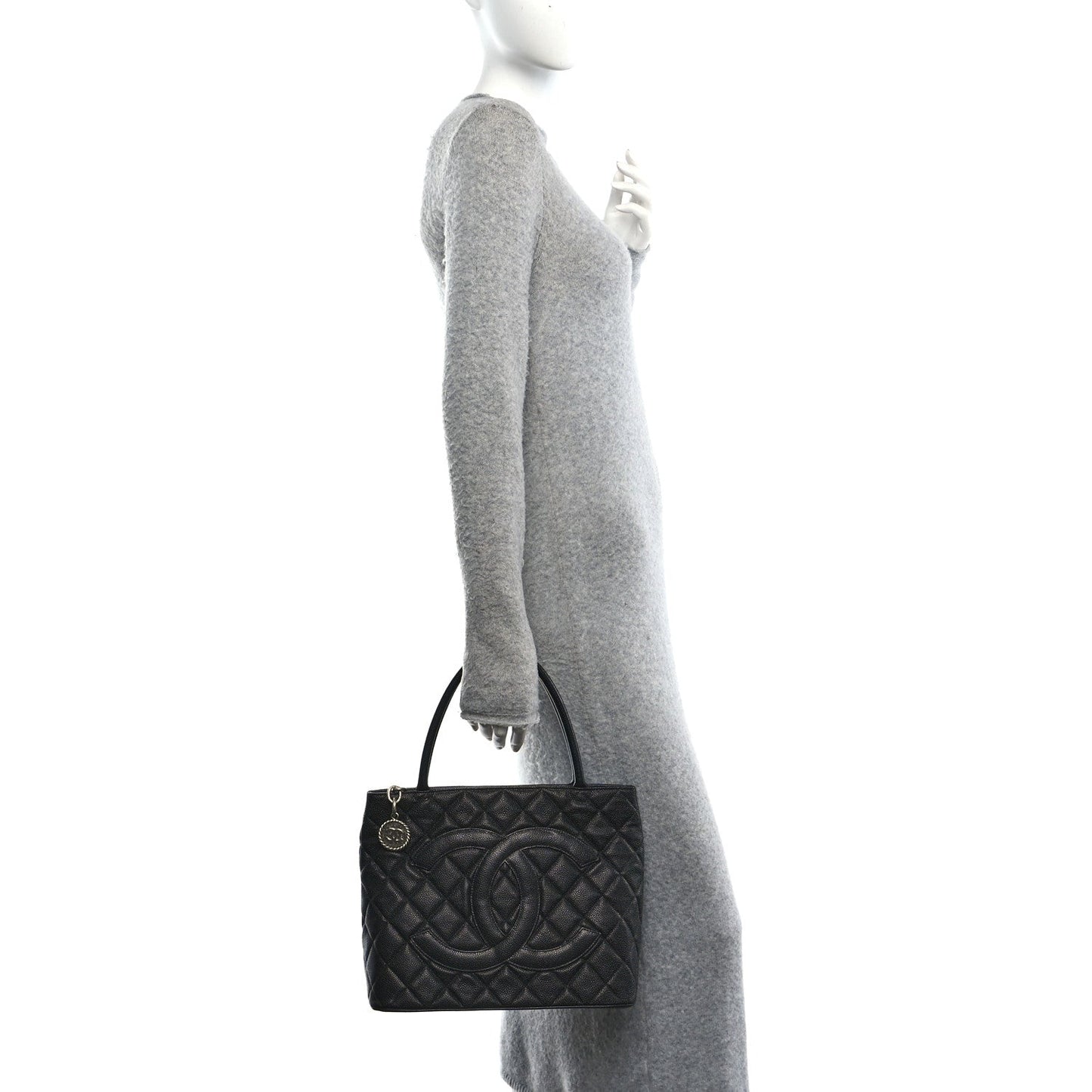 Caviar Quilted Medallion Tote Black