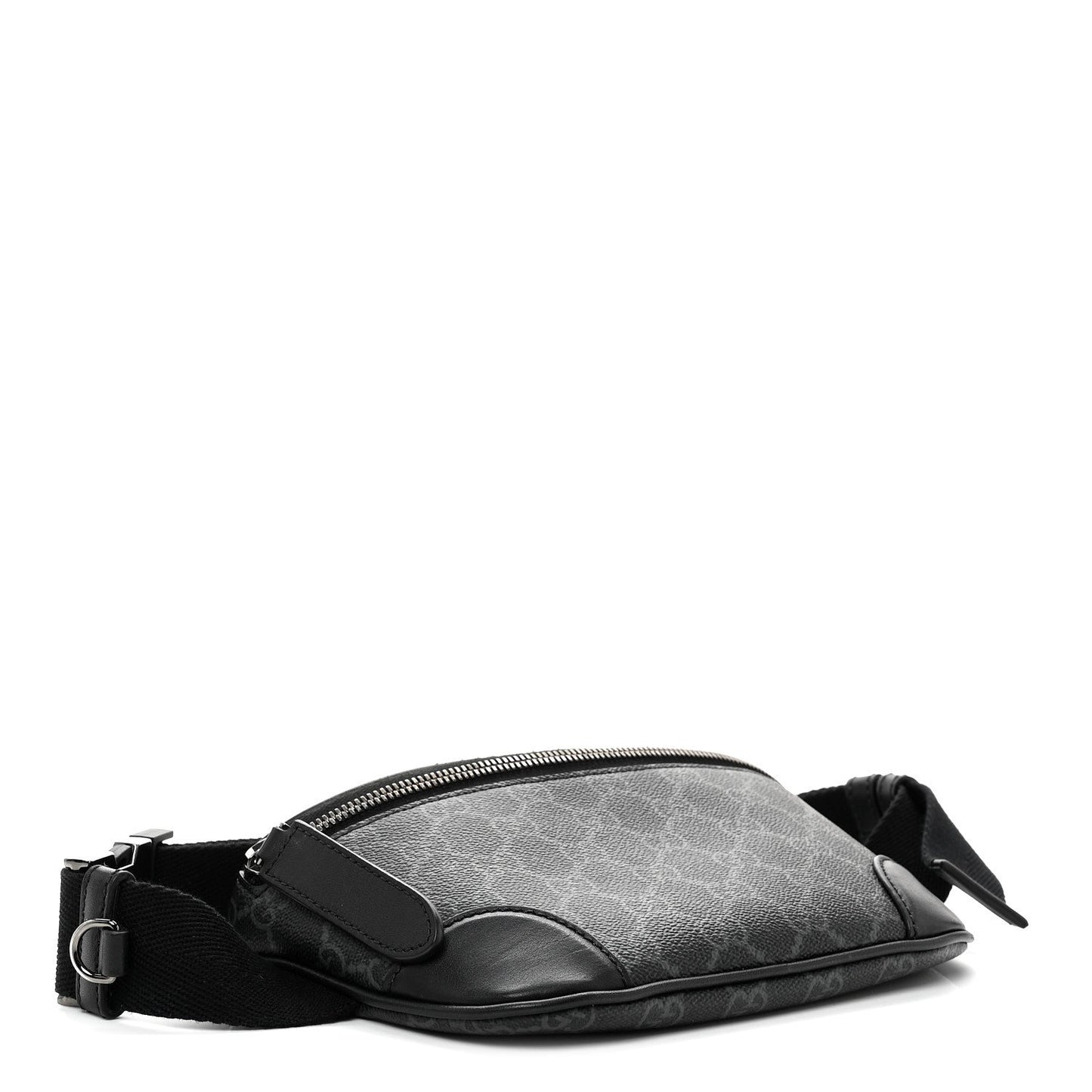 GG Supreme Monogram Emblem Calfskin Small Belt Bag Black Grey