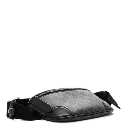 GG Supreme Monogram Emblem Calfskin Small Belt Bag Black Grey