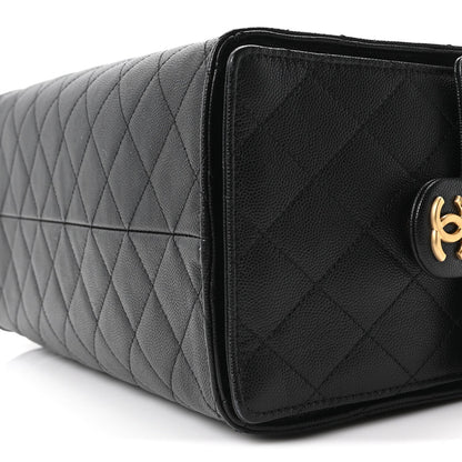 Caviar Quilted Medium Chanel 25 Handbag Black