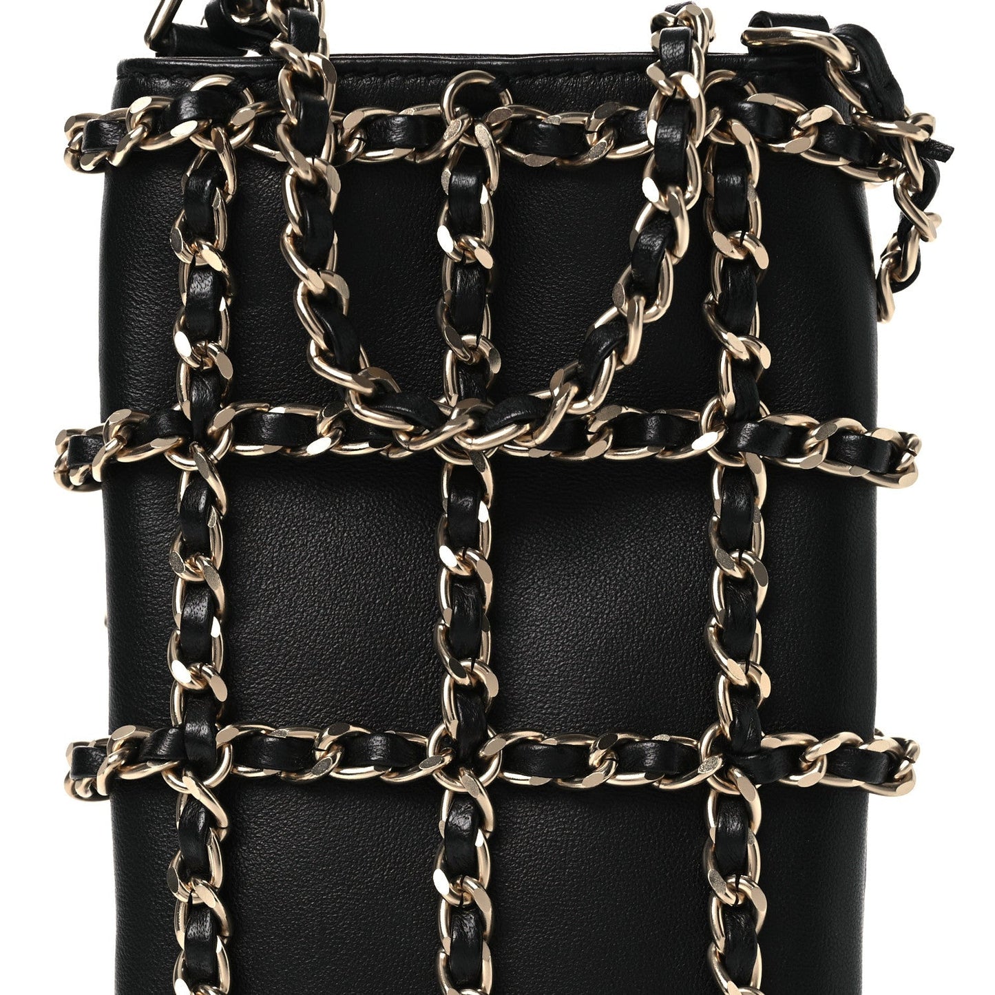 Lambskin Tech Me Out Clutch With Chain Black