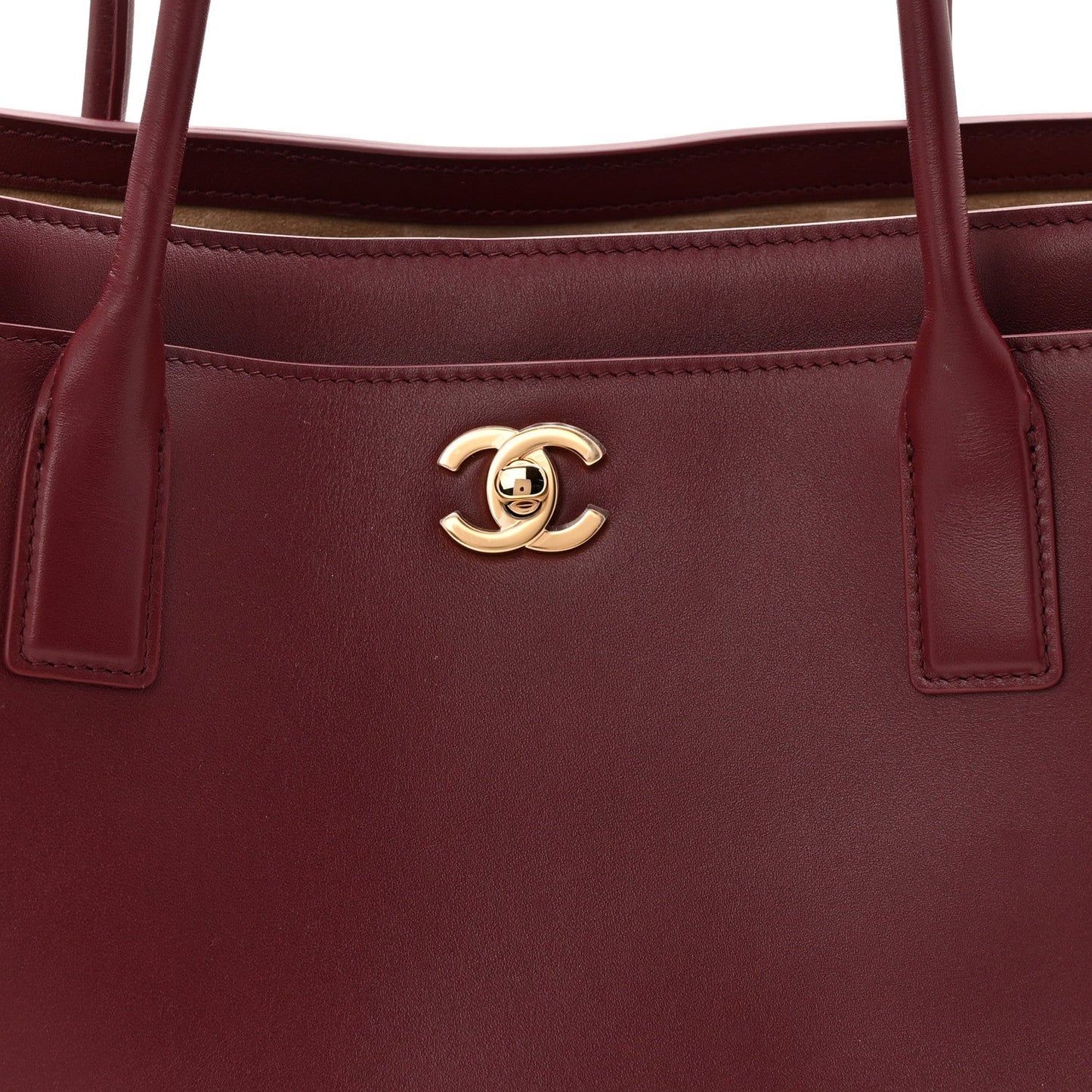 Calfskin Archetype Small Shopping Tote Dark Burgundy
