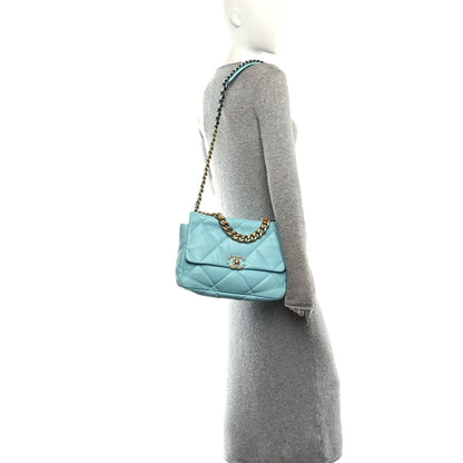 Lambskin Quilted Large Chanel 19 Flap Light Blue