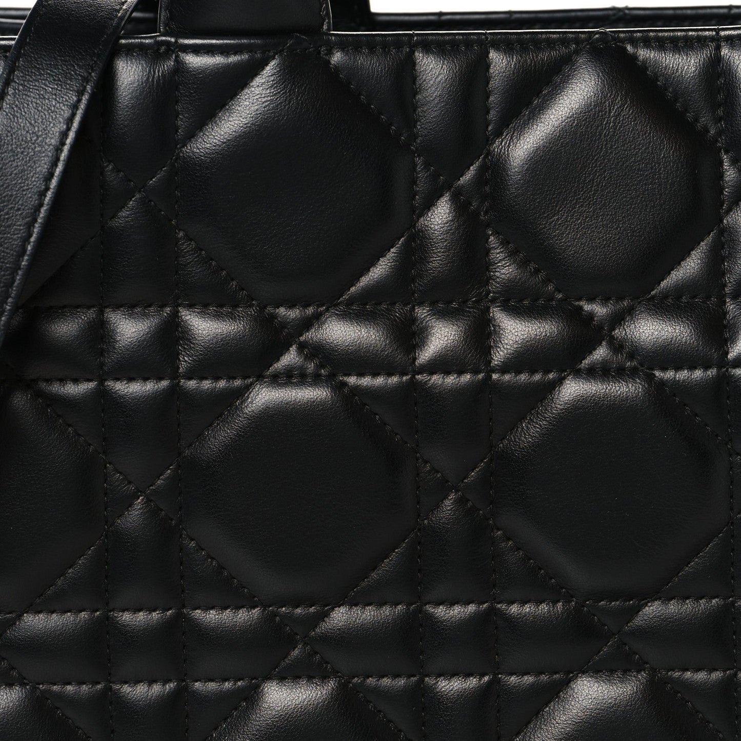 Calfskin Macro Cannage Medium Book Tote Black