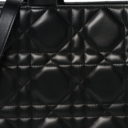 Calfskin Macro Cannage Medium Book Tote Black