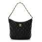 Lambskin Quilted Large CC Links Hobo Black