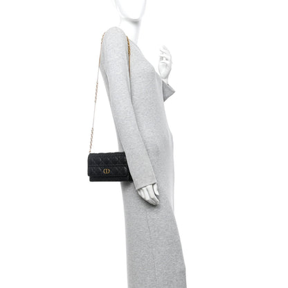 Supple Calfskin Caro Pouch with Chain Black