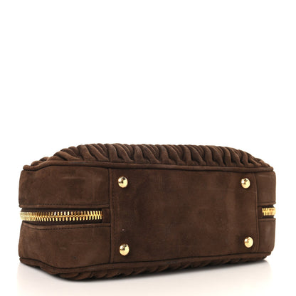 Suede Matelasse Large Arcadie Top Handle Bag Cocoa Brown