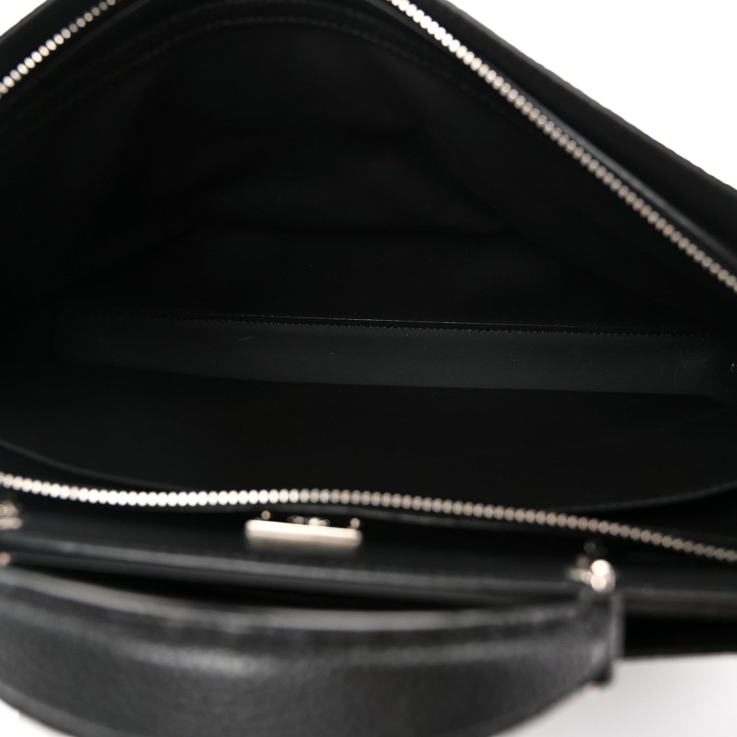 Cuoio Romano Selleria Vitello Grace Glazed Fabric FF 1974 Large Peekaboo Iconic Essential Satchel Black
