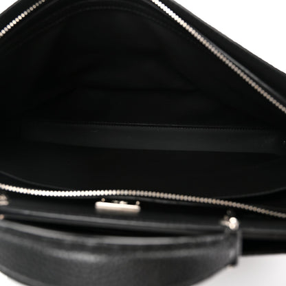 Cuoio Romano Selleria Vitello Grace Glazed Fabric FF 1974 Large Peekaboo Iconic Essential Satchel Black