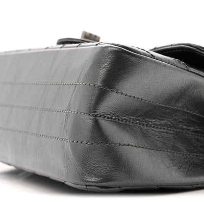 Metallic Aged Calfskin Chevron Quilted 2.55 Reissue Mini Flap Grey