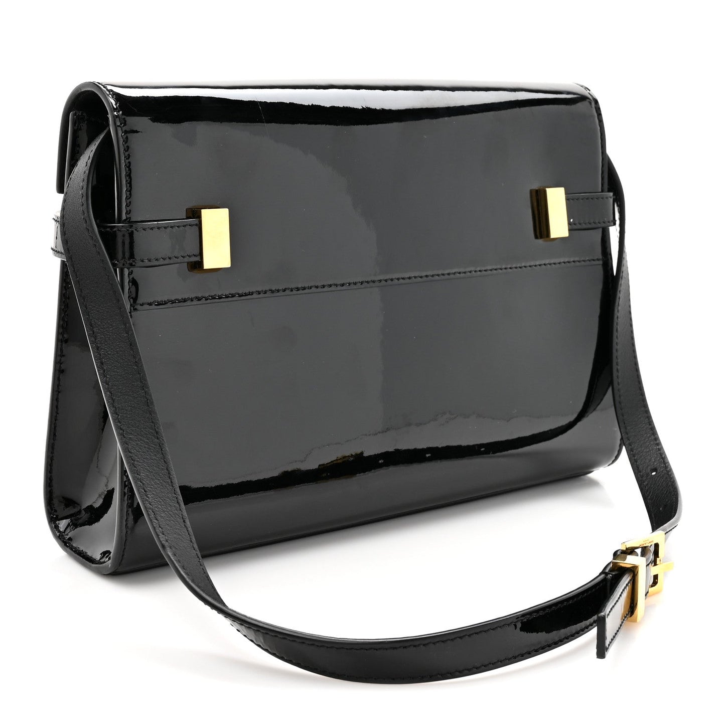 Patent Small Manhattan Shoulder Bag Black
