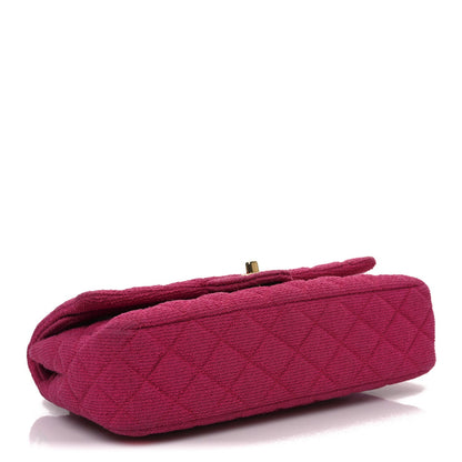 Tweed Quilted Medium Double Flap Fuchsia