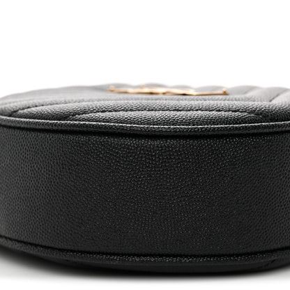 Grain De Poudre Matelasse Chevron Quilted Round Vinyle Camera Bag Black