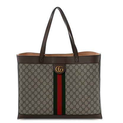 GG Supreme Monogram Web Ophidia Tote Brown