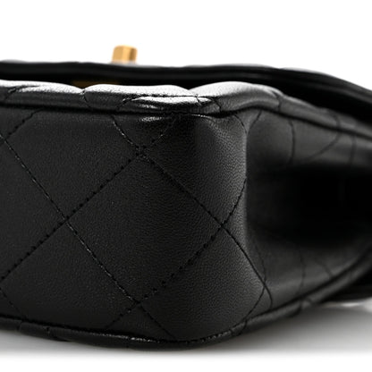 Lambskin Quilted Crossbody Flap Black