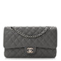 Caviar Quilted Medium Double Flap Grey