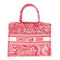 Canvas Embroidered Medium Dioriviera Toile De Jouy Book Tote Raspberry