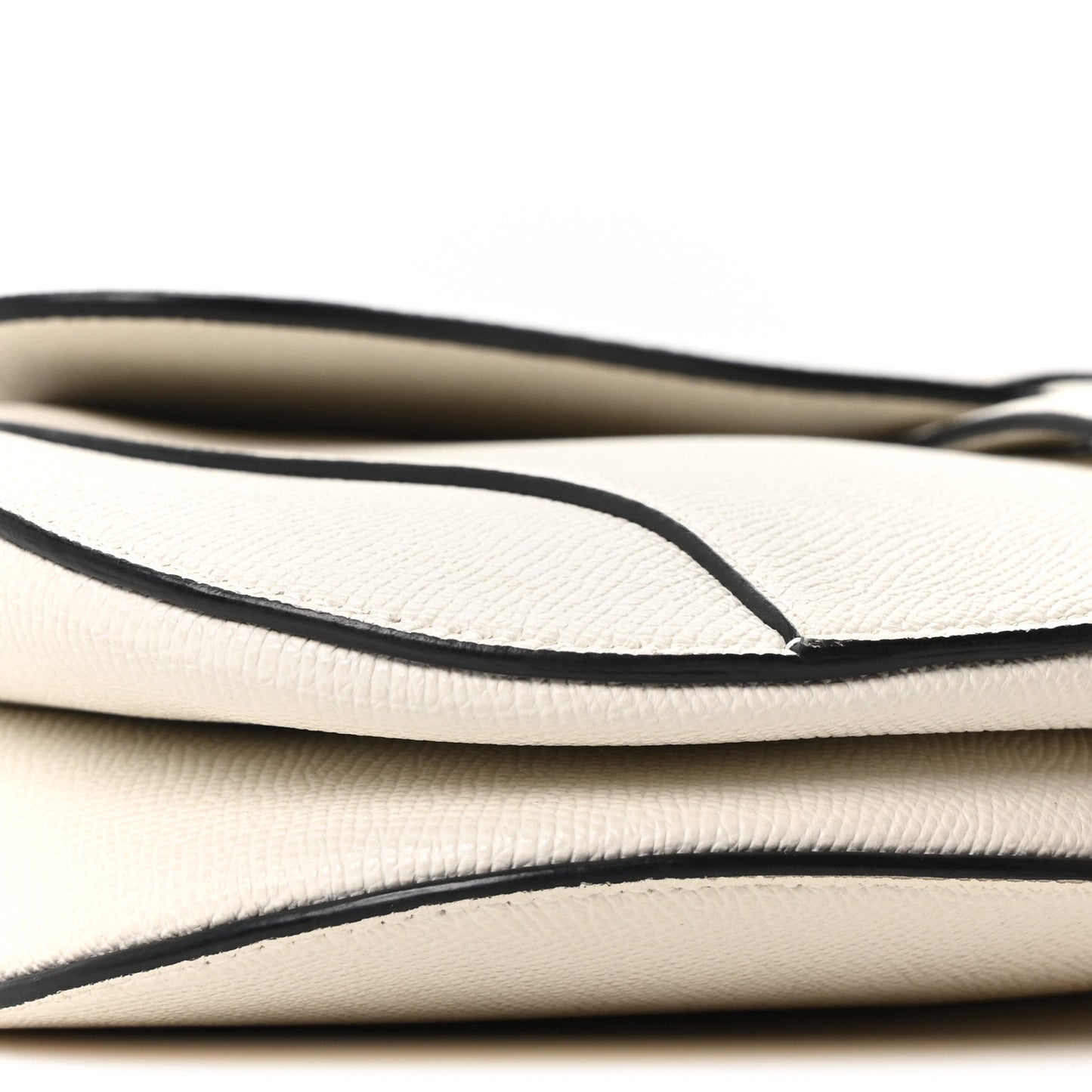 Grained Calfskin Saddle Bag White