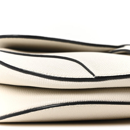 Grained Calfskin Saddle Bag White