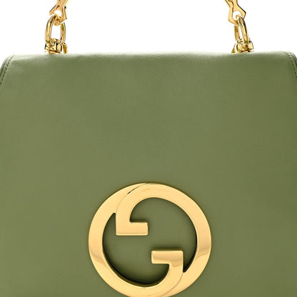Roxy Calfskin Web Medium Blondie Top Handle Shoulder Flap Bag Salamander Green