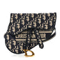Oblique Embroidered Saddle Belt Pouch Blue