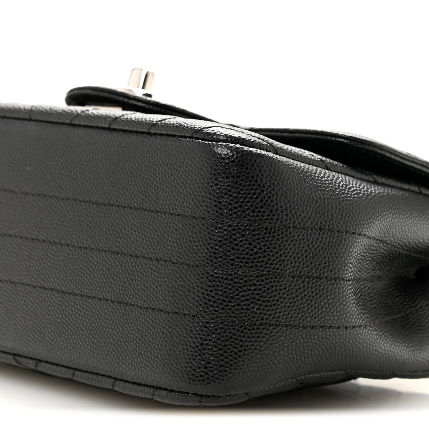 Caviar Chevron Quilted Mini Square Flap Black
