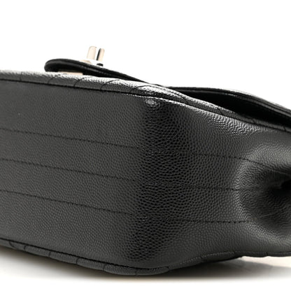 Caviar Chevron Quilted Mini Square Flap Black