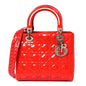 Patent Cannage Whipstitch Medium Lady Dior Red