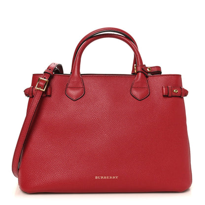 Derby Calfskin House Check Medium Banner Tote Russet Red