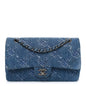 Denim Bleached Chain Medium Double Flap Blue