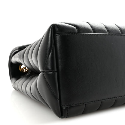 Calfskin Y Quilted Monogram Medium Loulou Chain Satchel Black