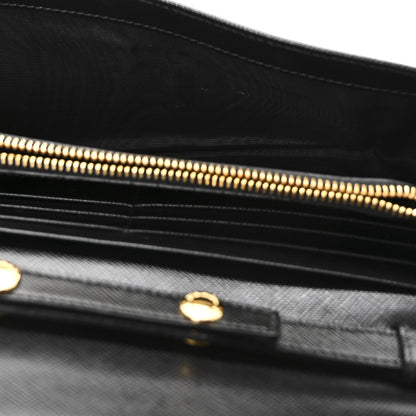 Saffiano Metal Oro Chain Wallet Black