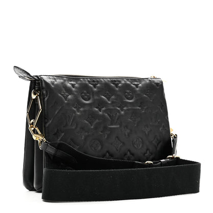 Lambskin Embossed Monogram Coussin PM Black