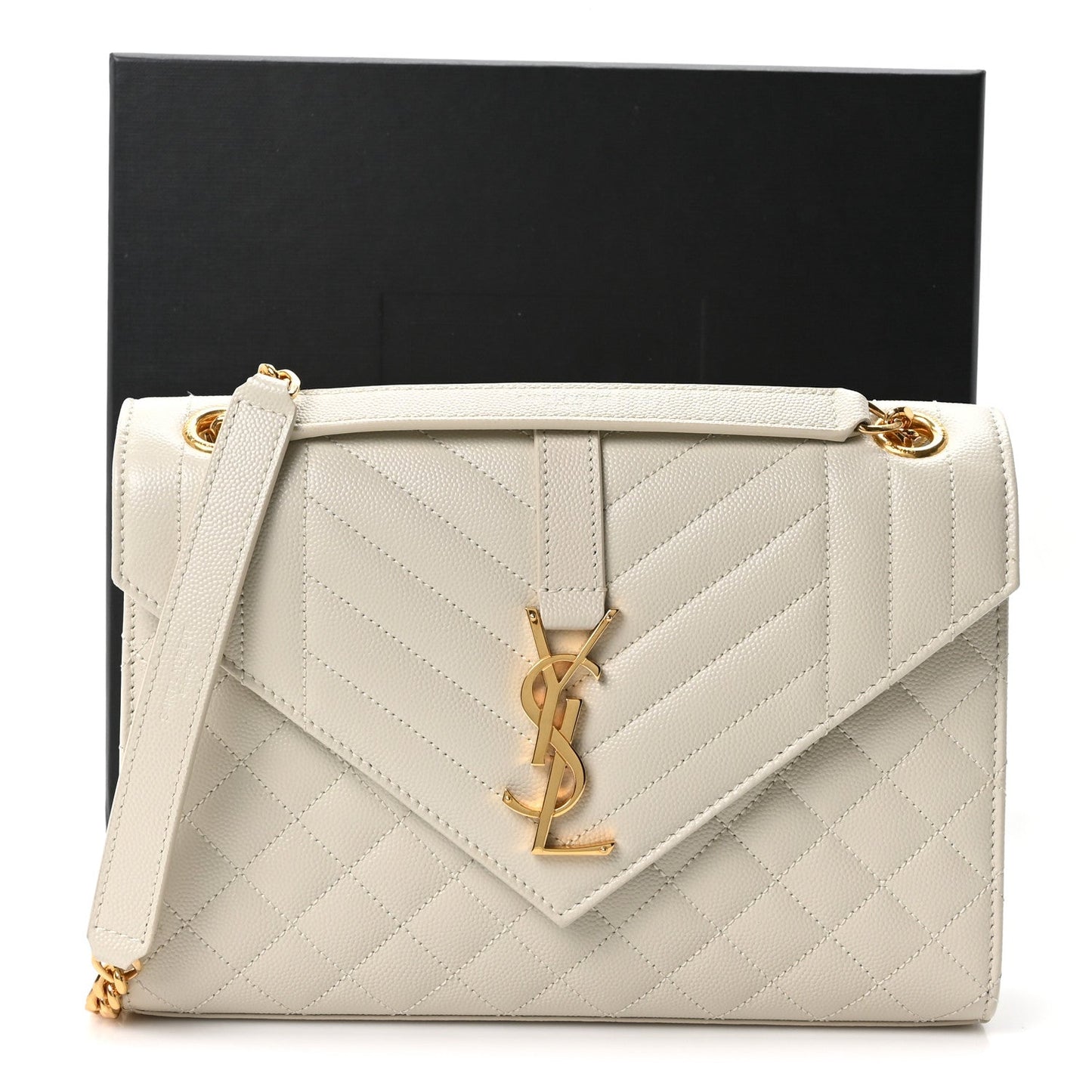 Grain De Poudre Textured Mixed Matelasse Medium Triquilt Monogram Satchel Crema Soft