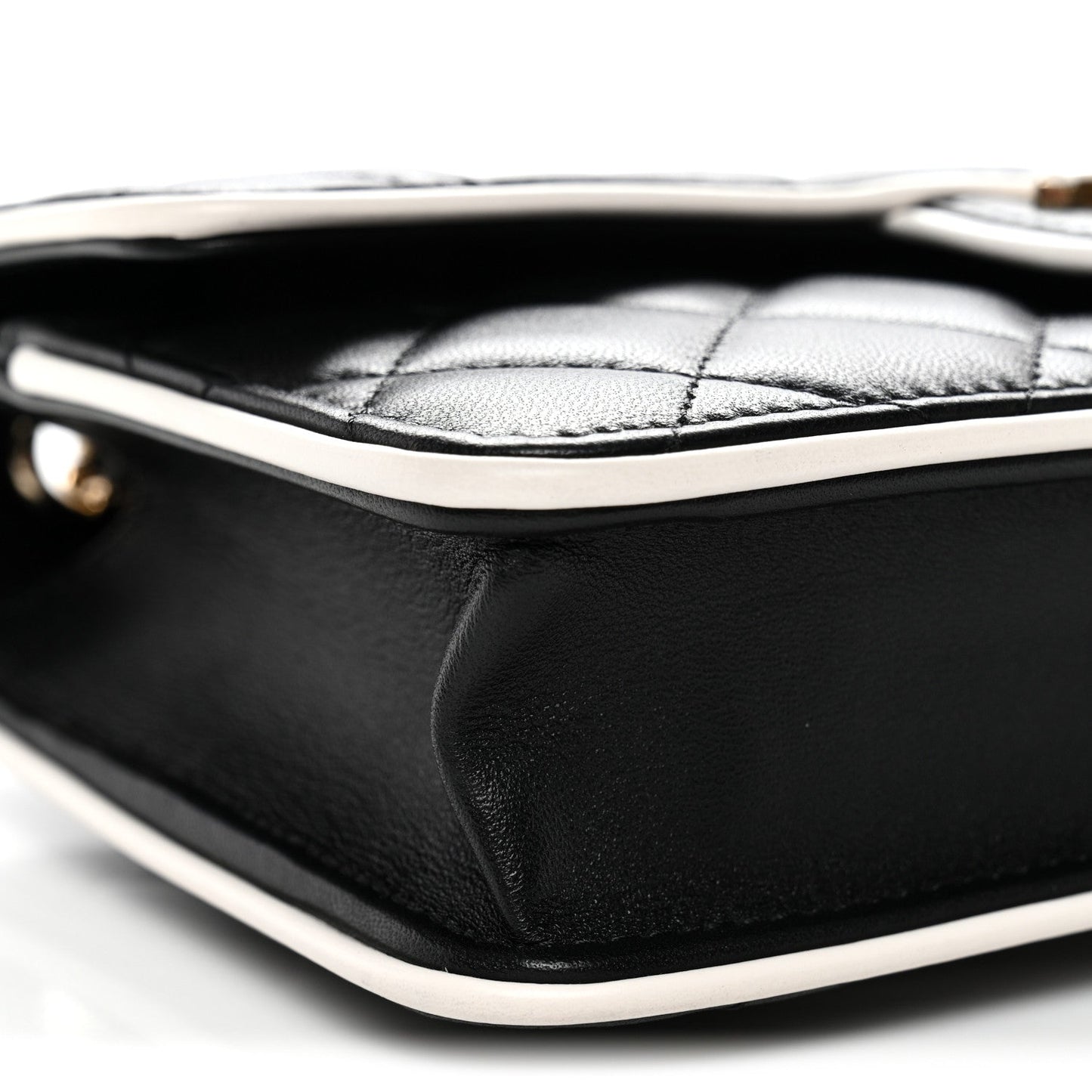 Lambskin Quilted Resin CC Mini Flap Bag Black White