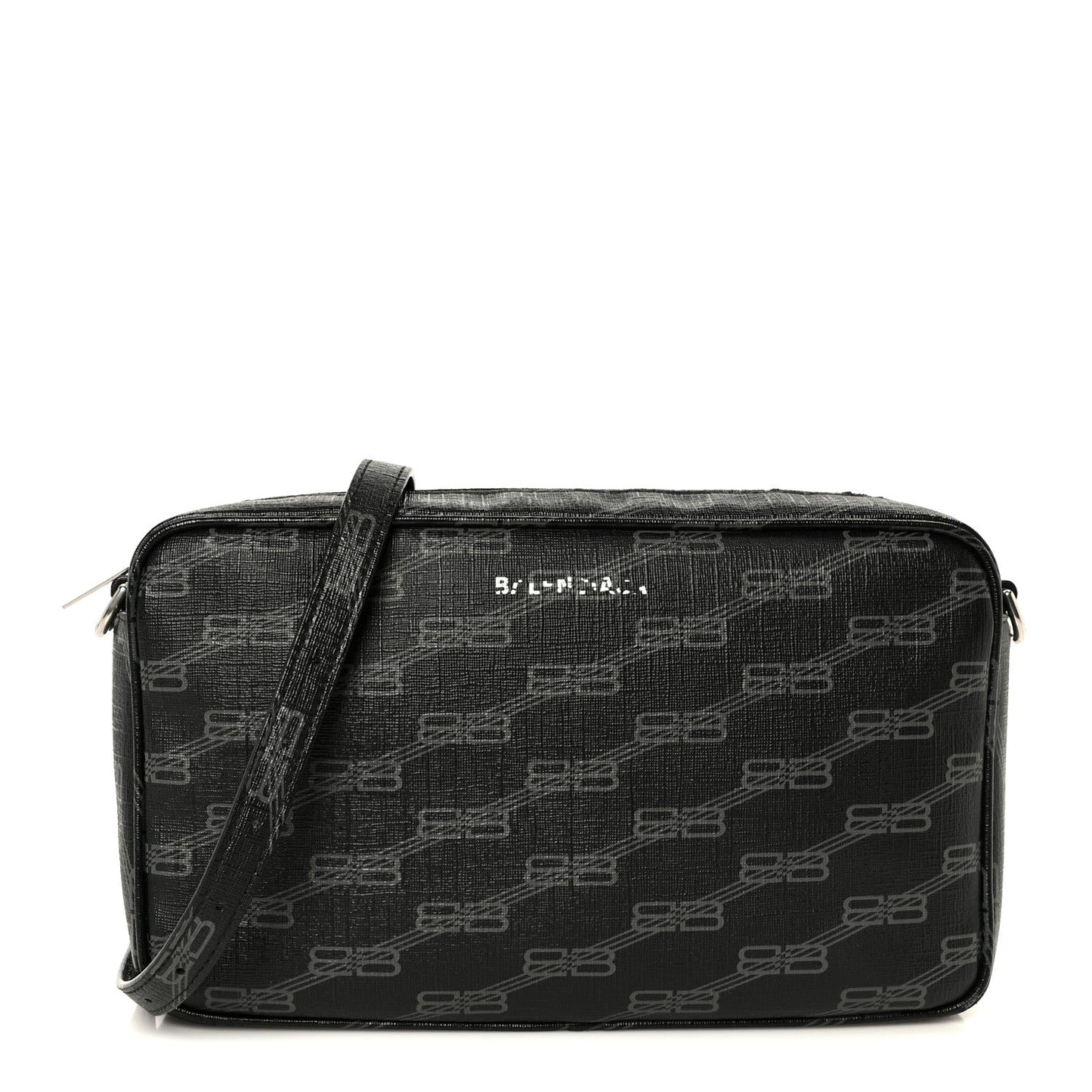 Coated Canvas BB Monogram Medium Signature Camera Bag Black Grey
