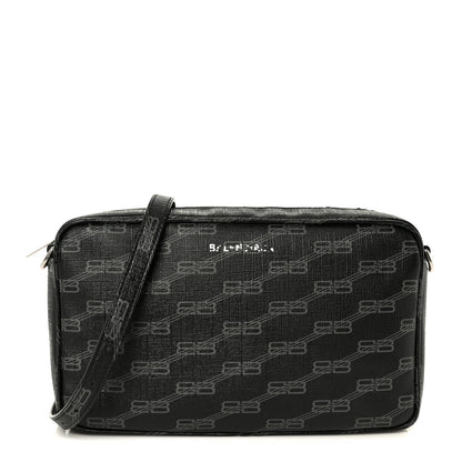 Coated Canvas BB Monogram Medium Signature Camera Bag Black Grey