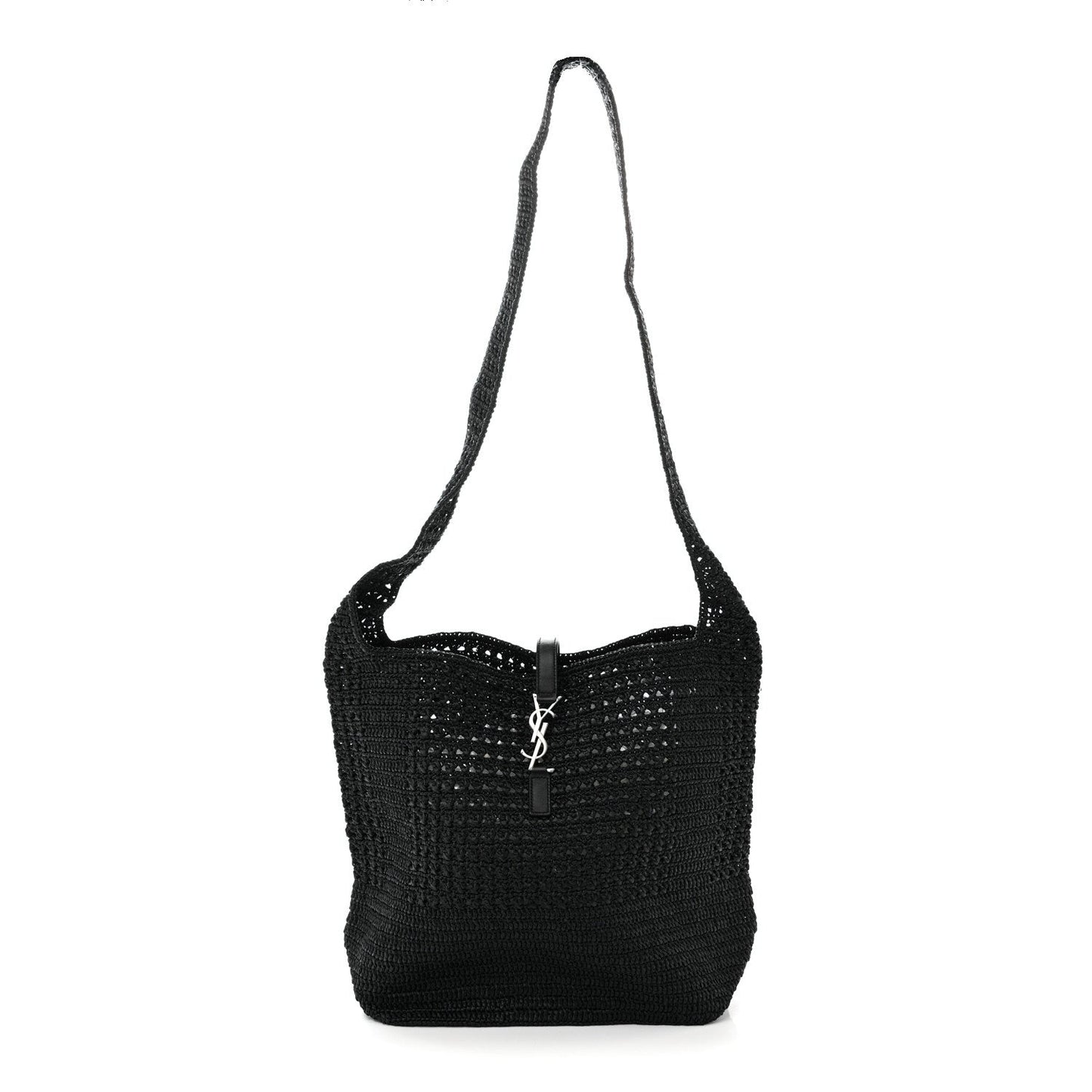 Raffia Monogram Le 5 A 7 Medium Tote Black
