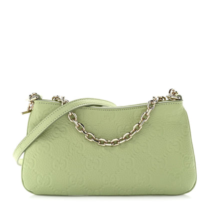 GG Grainy Calfskin Emblem Super Mini Shoulder Bag Sage Leaf