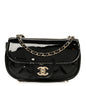 Patent Calfskin Quilted Mini Flap Black