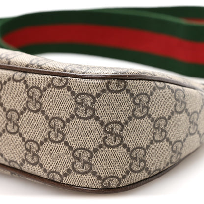 GG Supreme Monogram Textured Dollar Calfskin Web Small Ophidia GG Handbag Beige Ebony New Acero