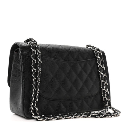 Caviar Quilted Jumbo Double Flap Black