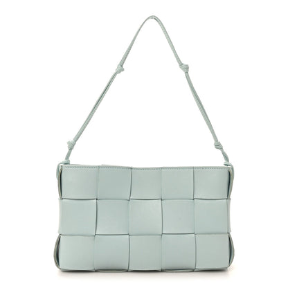 Calfskin Maxi Intrecciato Cassette Pouch On Strap Pale Blue