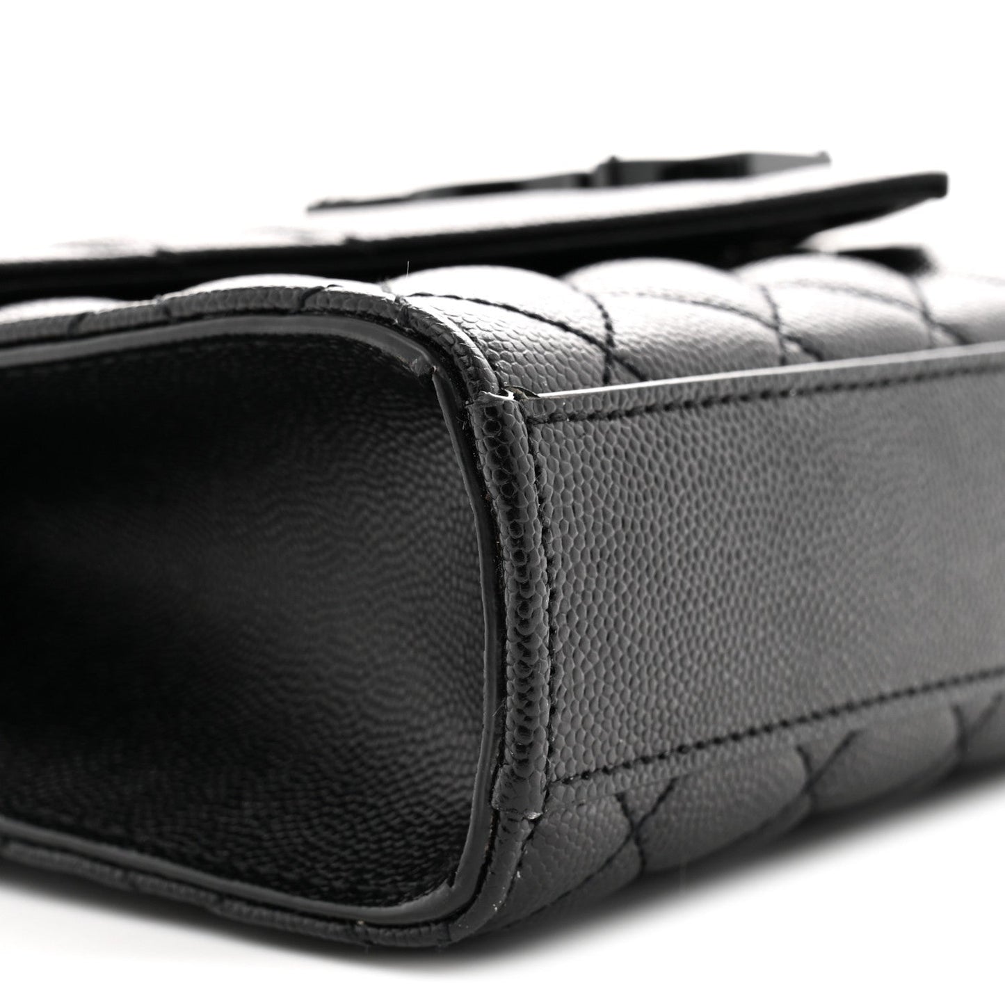 Grain De Poudre Textured Mixed Matelasse Triquilt Small Monogram Monochrome Satchel Black