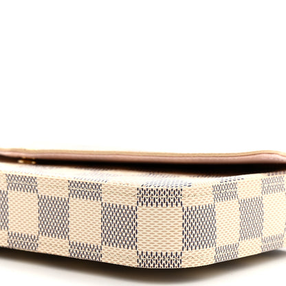 Damier Azur Pochette Felicie Chain Wallet Rose Ballerine