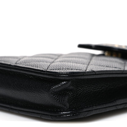 Caviar Quilted Classic Phone Holder Black
